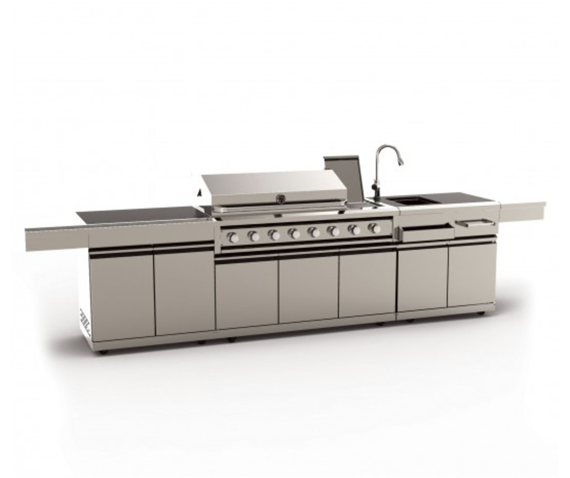 BBQ suite-gas bbq, sink and refrigerator + cabinets - 28.1kW - 3900W x 630D x 1160H - GAS