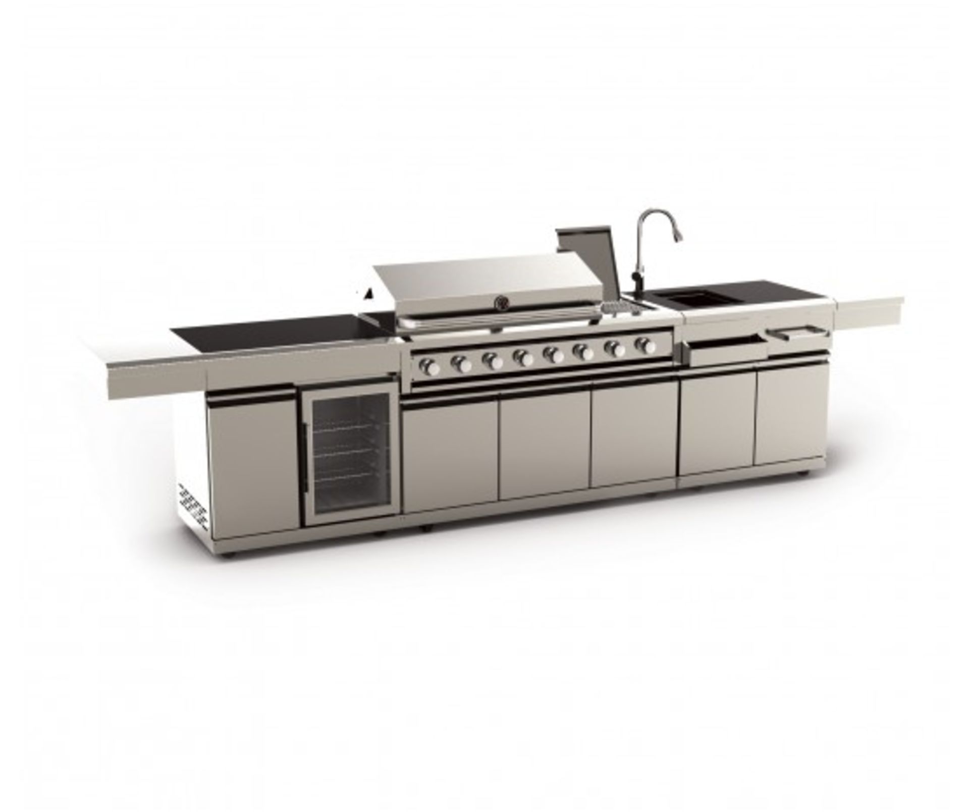 BBQ suite-gas bbq, sink and wine cooler + cabinets - 28.1kW - 3900W x 630D x 1160H - GAS -