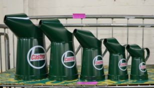 Set of 5x Decorative Castrol Oil Cans.