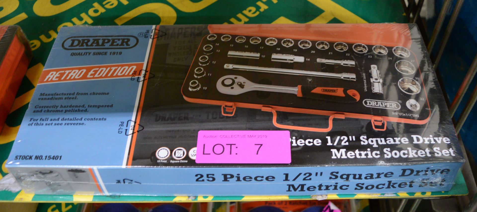 Draper "Retro" 25 Piece 1/2" Square Drive Metric Socket Set - Unopened.