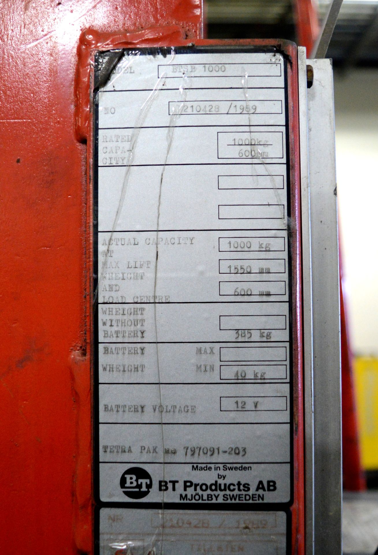BT BTSE 1000 Forklift & Charger - 1000kg Capacity, 1550mm Lifting Height. - Image 3 of 5