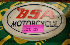 BSA Motorcycle Cast Sign.