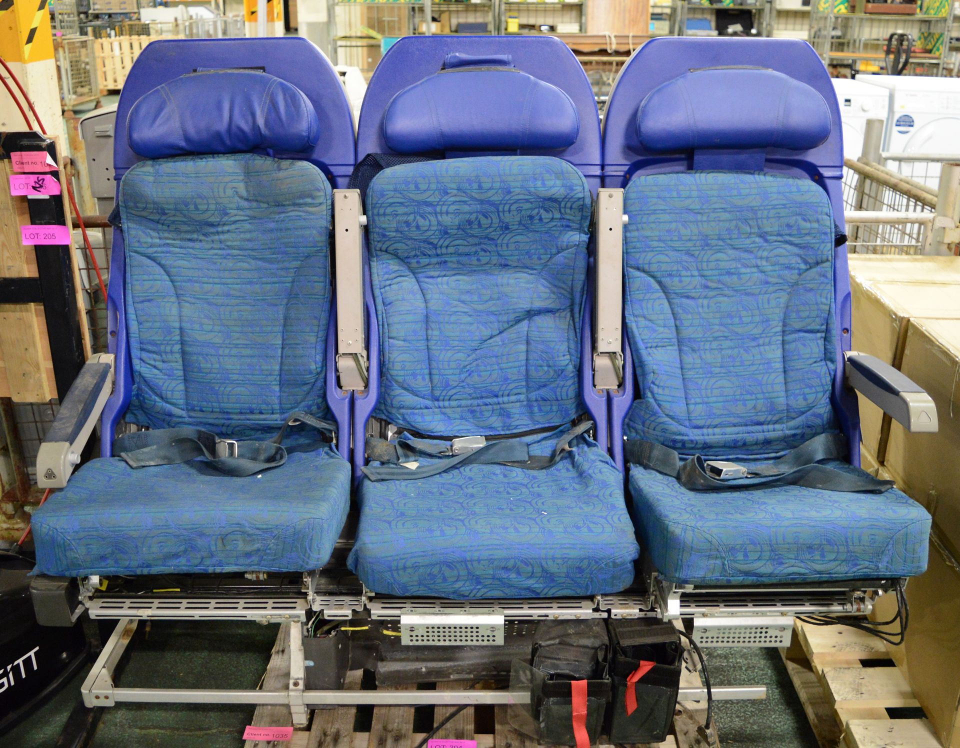 Aircraft Triple Seating triple with Rear TV Screens & Remote Controls.