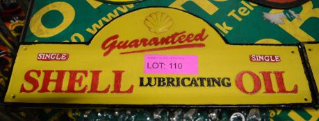 Shell Lubricating Oil Cast Sign.