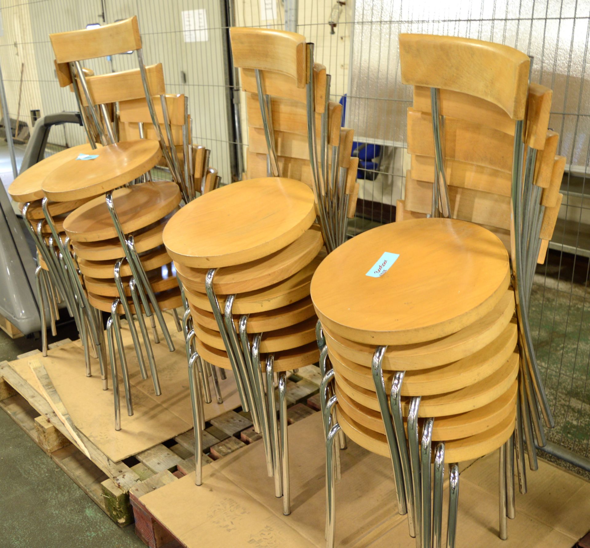 24x Stackable Beech & Chrome Dining Chairs. - Image 2 of 2