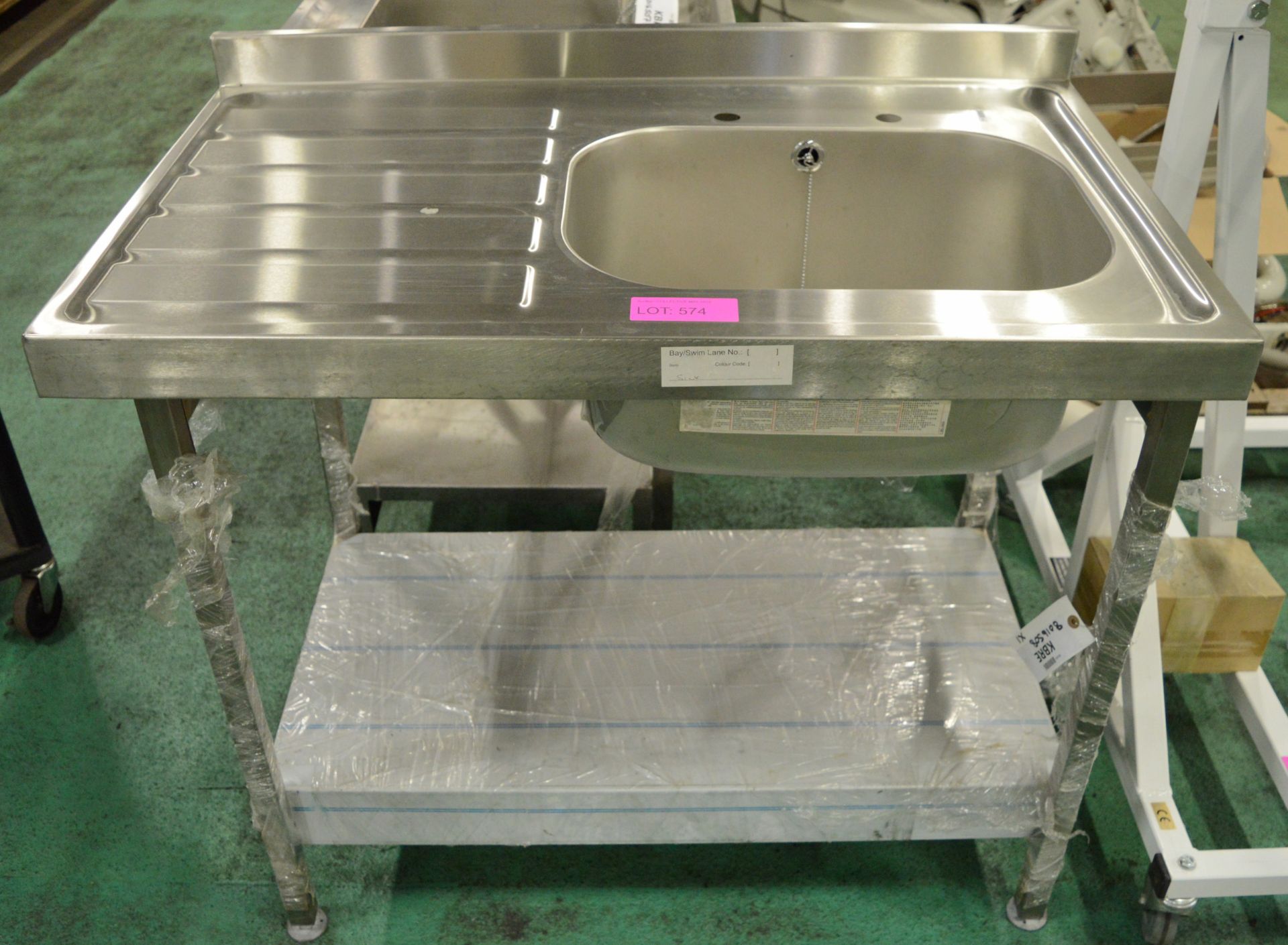 Stainless Steel Single Sink Unit L1000 x D600 x H910mm.