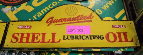 Shell Lubricating Oil Cast Sign.