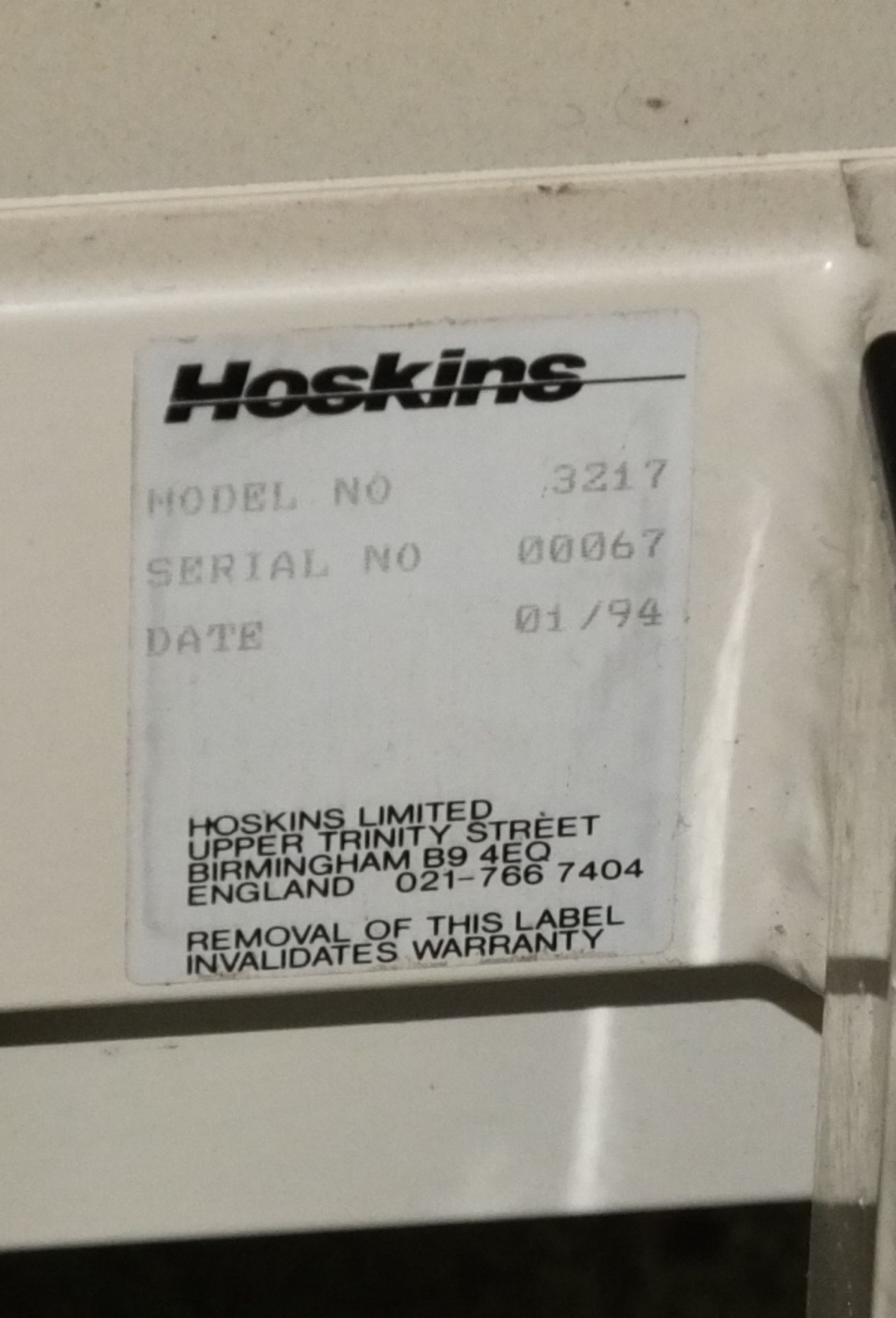 Hoskins Medical Examination bed - Model 3217 - Serial 00067 - DOM 01/94 - Image 3 of 3