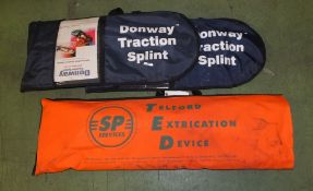 Telford Extriction Device, 2x Donway Traction Splints