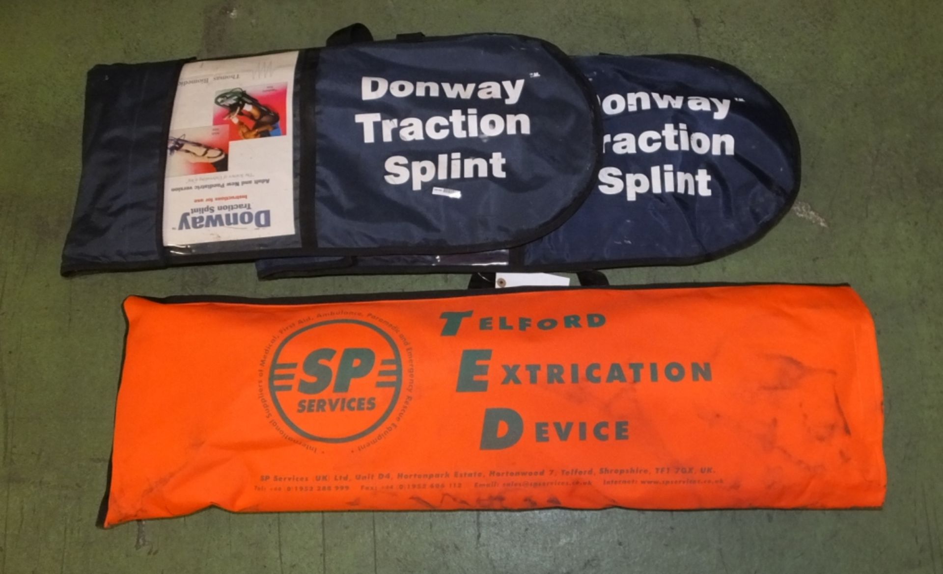 Telford Extriction Device, 2x Donway Traction Splints