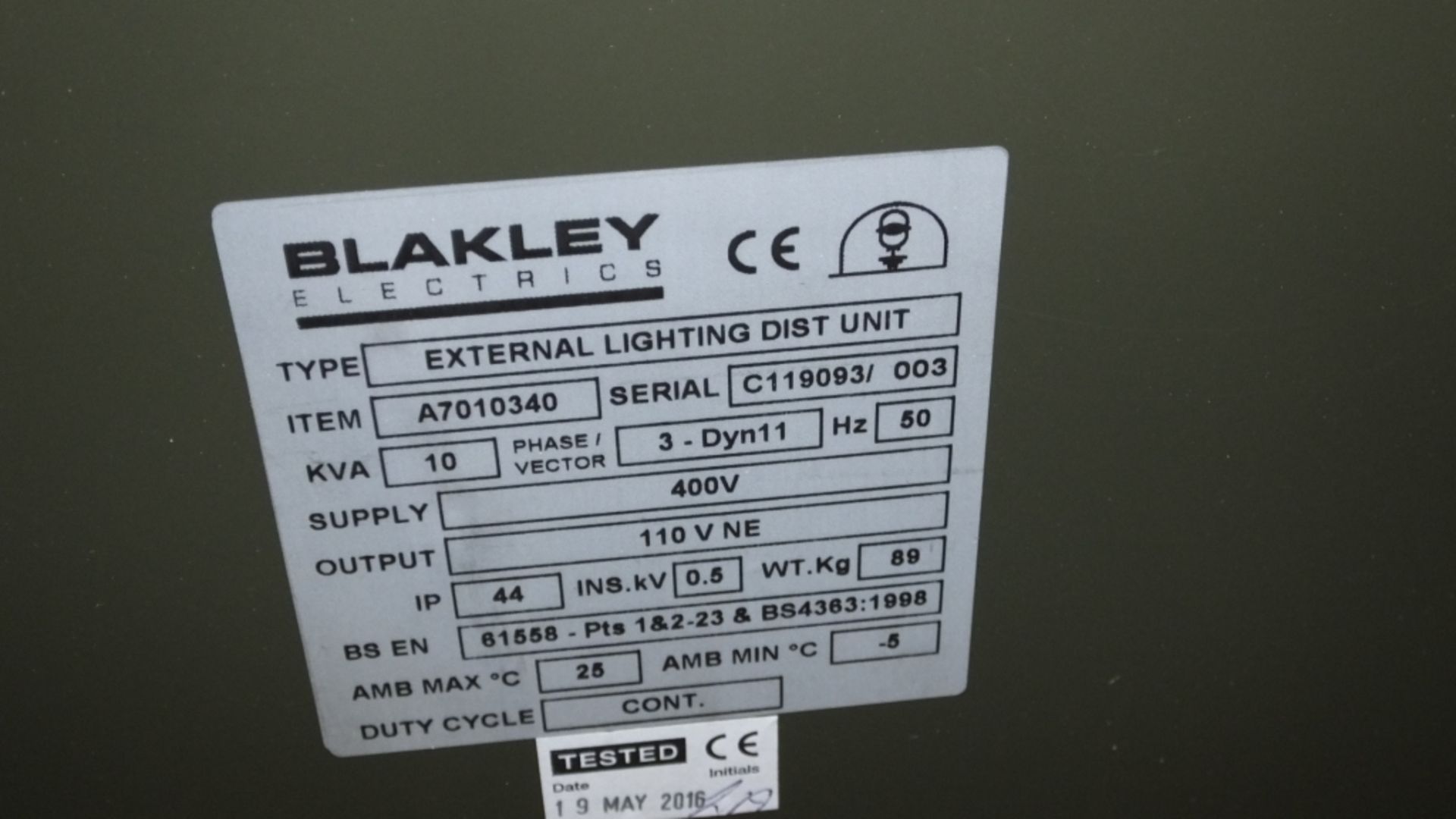Blakley Distribution Box - External Lighting unit - A7010340 - 10KVA - 400V - Image 2 of 2