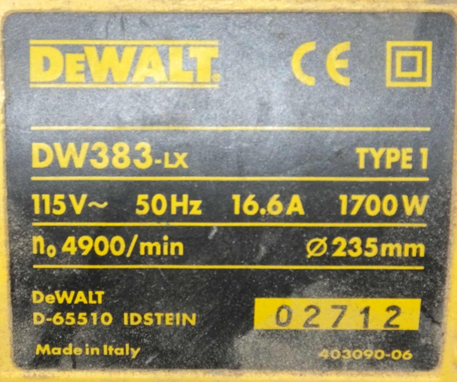Dewalt DW 383-LX Circular Saw - Image 2 of 2