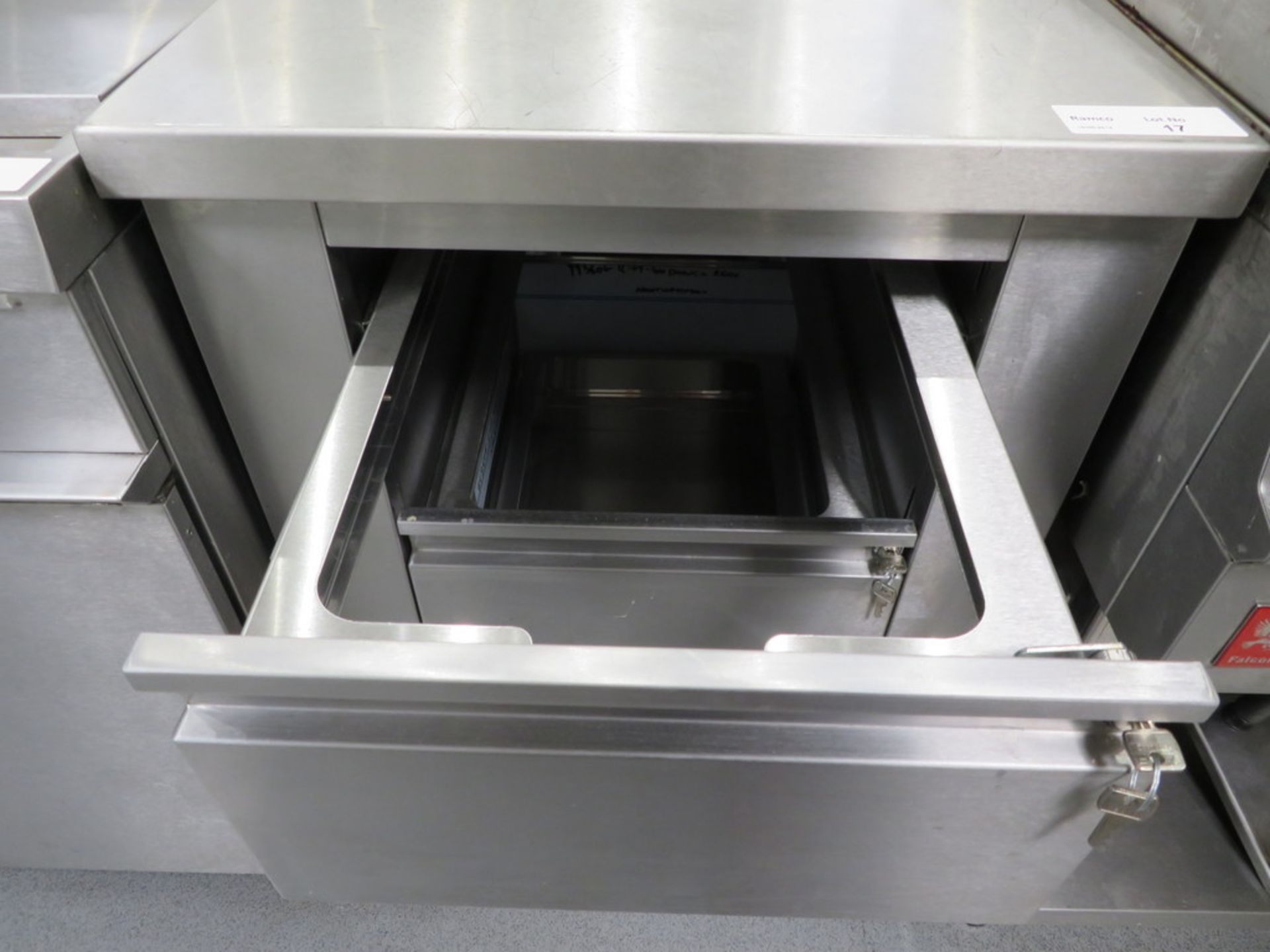 STAINLESS STEEL THREE-DRAWER PREP UNIT WITH SPLASHBACK - Image 2 of 2