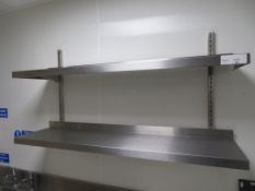 PAIR OF STAINLESS STEEL SHELVES WITH MOUNTS