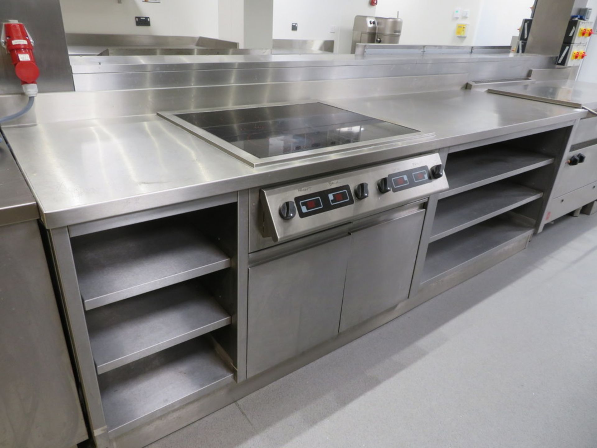 STAINLESS STEEL PREP UNIT WITH BUILT IN INDUCTION HOB