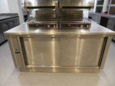 STAINLESS STEEL HOT CUPBOARD WITH DOUBLE SLIDING DOORS