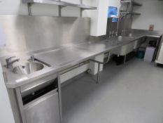 LARGE STAINLESS STEEL CORNER WASHDOWN UNIT