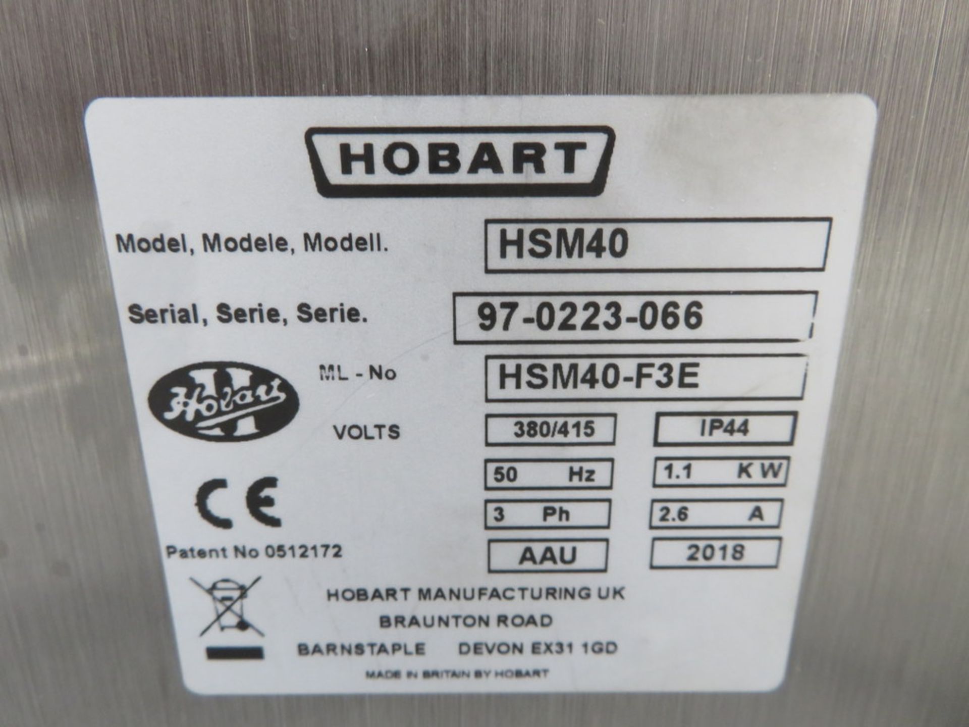 2018 HOBART MODEL HSM40-F3E HEAVY DUTY MIXER - Image 7 of 7