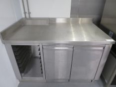 STAINLESS STEEL PREP UNIT WITH CUPBOARD DOORS