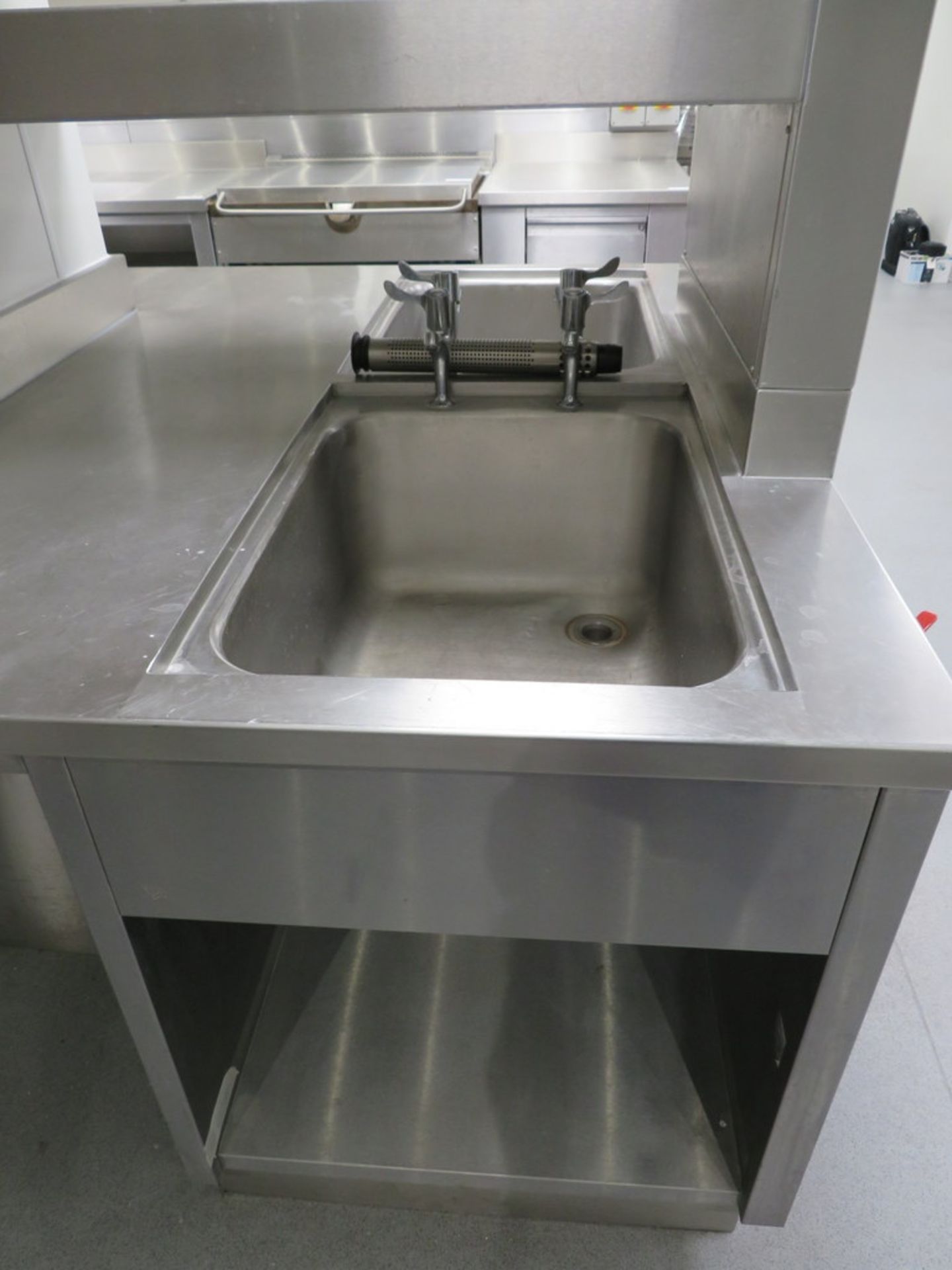 LARGE STAINLESS STEEL BUILT IN CENTRAL KITCHEN PREP ISLAND - Image 5 of 6