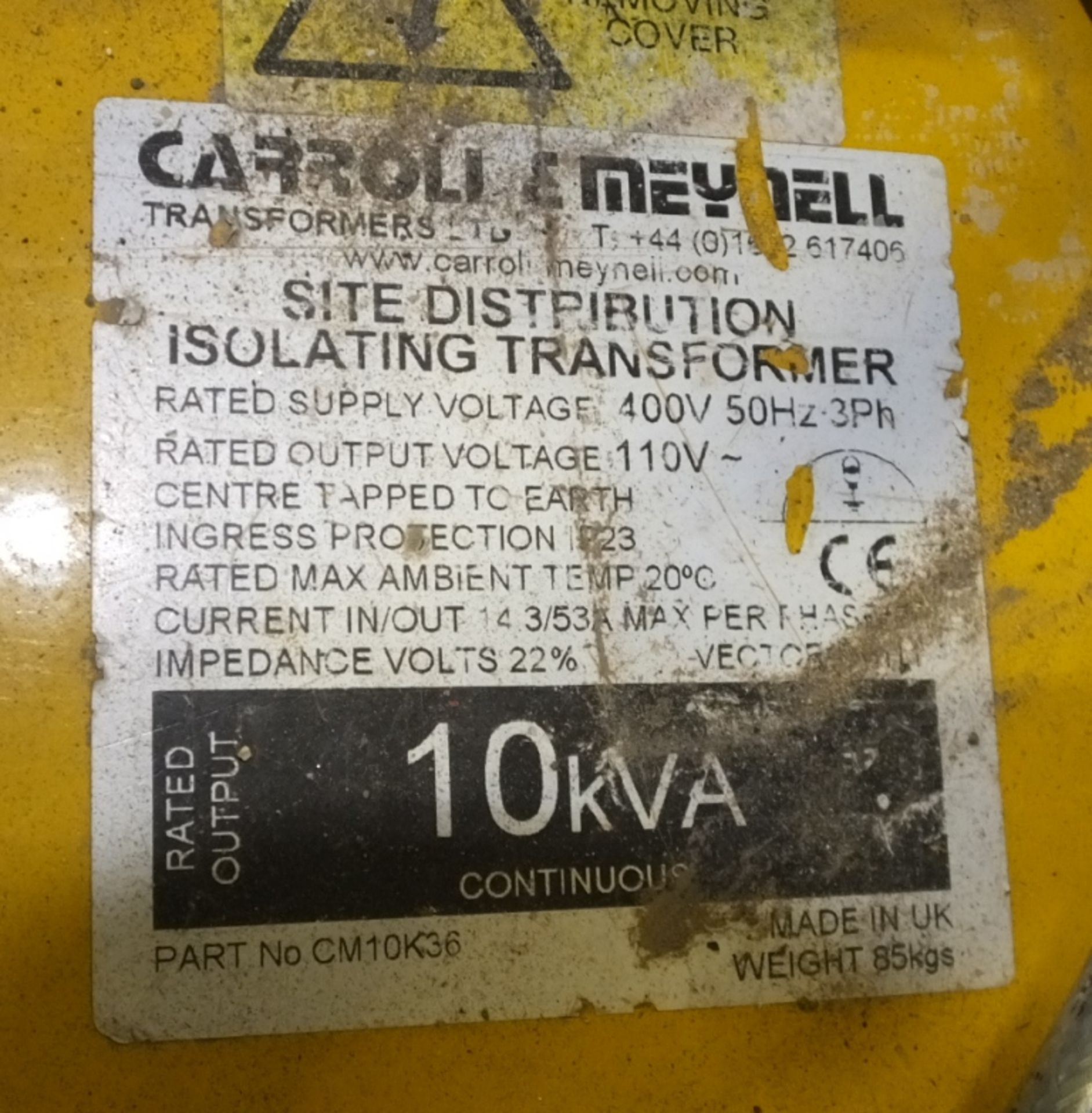 Carroll Meynell 10KVA Continuous Transformer 110V outlets - Image 3 of 3