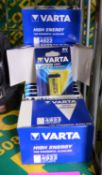 50x 9V Varta Alkaline Batteries.