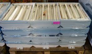 10x Lowbay Fluorescent Light Fittings 600 x 400mm - Plus 2x for Spares.