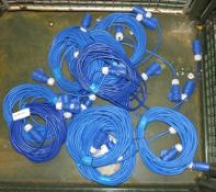 10x 15m x16 A Tent Electrical Cables - Blue