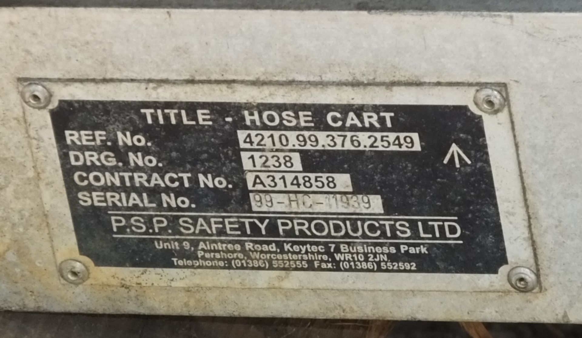 PSP Safety Products Ltd Metal 2 wheeled trailer - Hose cart - Image 2 of 2