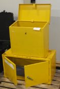 Small Chemical Bins L920 x W500 x H490mm Yellow 2 door, Top opening cabinet