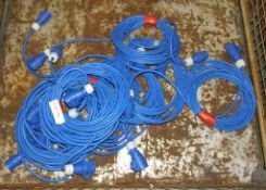 10x10m x 16A Tent Electrical Cables - Blue