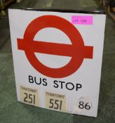 London Transport Enamel Bus Stop Sign.