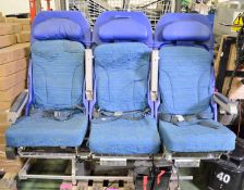 Aircraft Triple Seating triple with Rear TV Screens & Remote Controls.