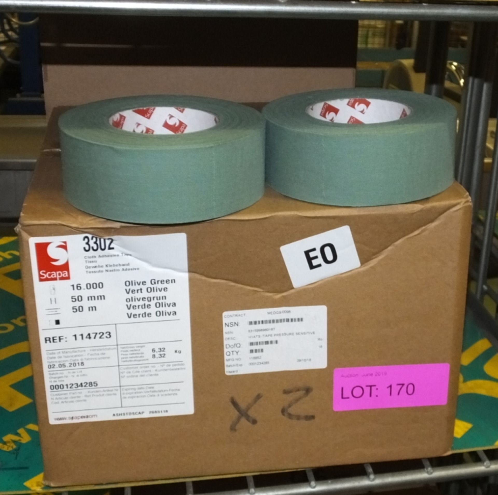Scapa Ilive Green Tape 50mm x 50M - 16 per box - 2 boxes