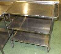 Stainless steel 3 shelf trolley - 88 x 58cm