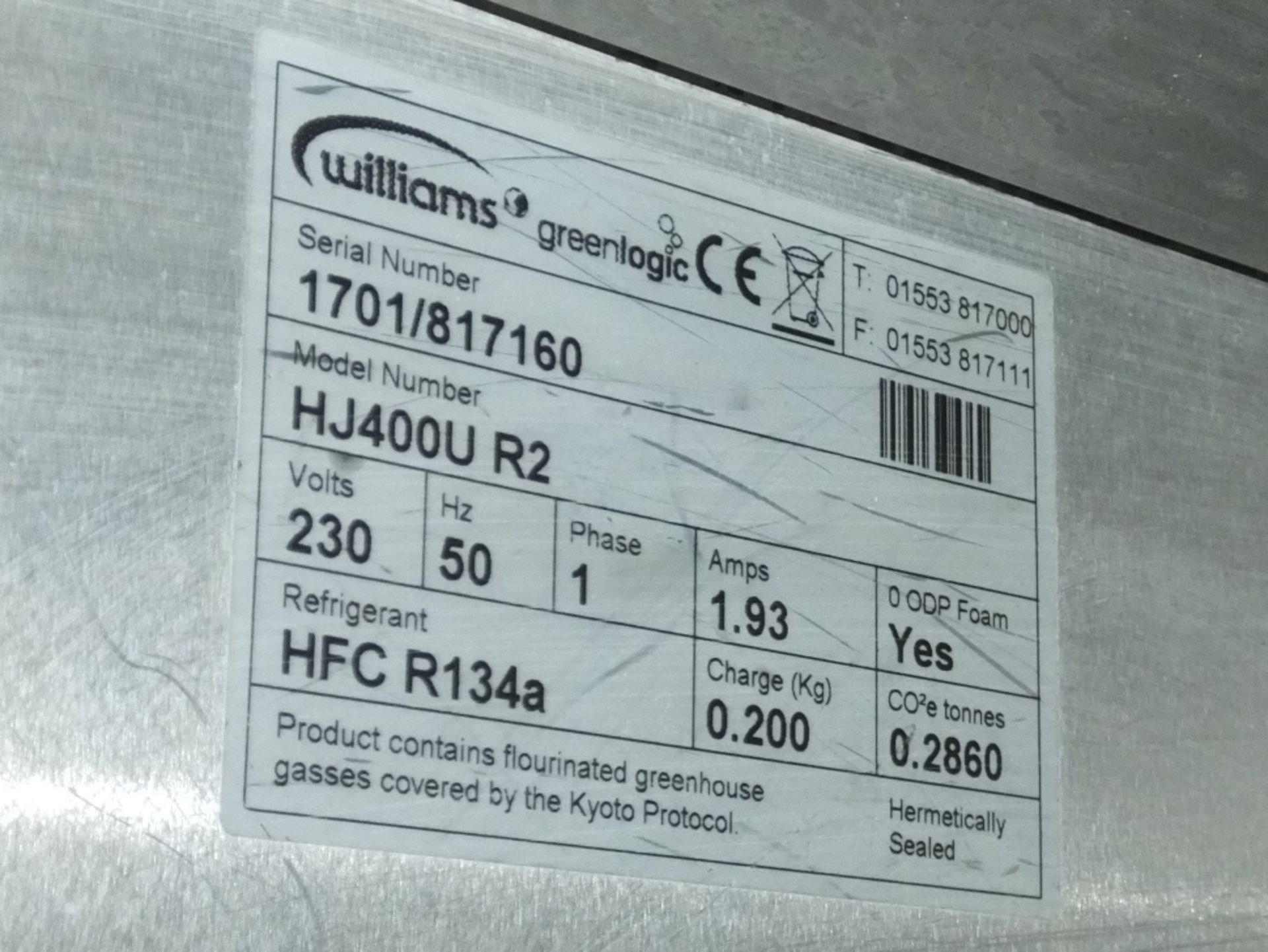 Williams HJ400 U R2 Refrigerator. - Image 4 of 4