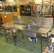 Single basin sink,waste disposal unit,hose wash 205 x 72cm