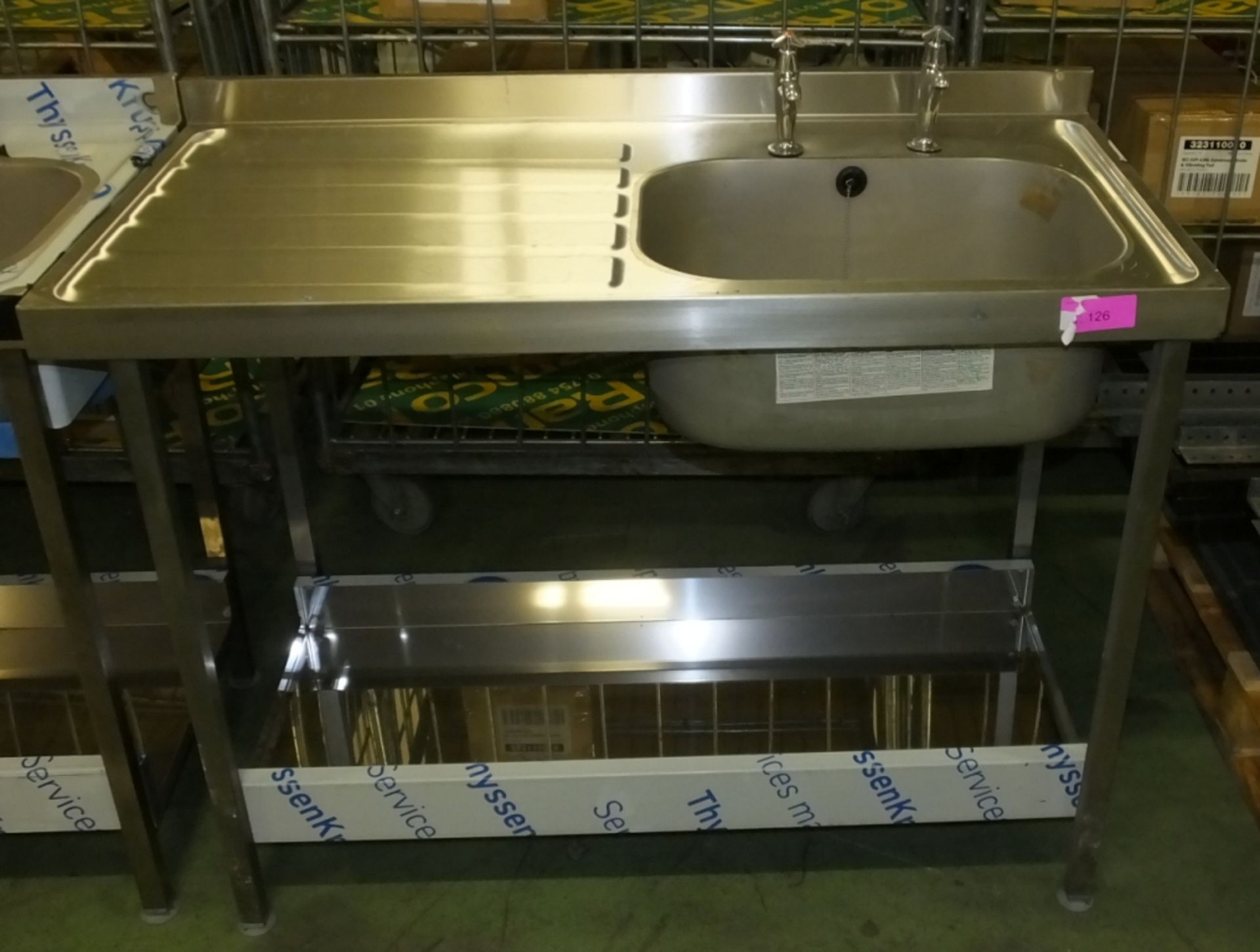 Stanless steel Single Sink Unit L 1200 x W 600 x H 970