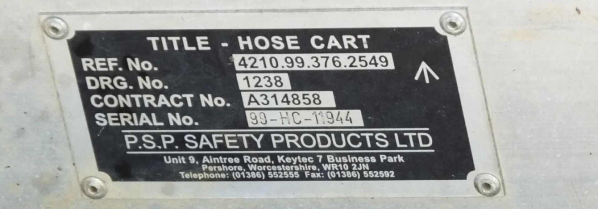 PSP Safety Products Ltd Metal 2 wheeled trailer - Hose cart - Image 2 of 2