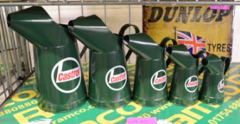 Set of 5 Reproduction Castrol Oil Cans.