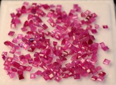 Natural Rubies. Shape Princess Cut. Approximately 223. Colour Pinkish Red. Weight 16.00 Carats.