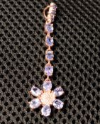 Rose Plated Silver Tanzanite Drop Pendant.