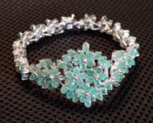 Silver & Emerald Bracelet. Set With One Hundred & Twenty Six Marquise Cut Emeralds.