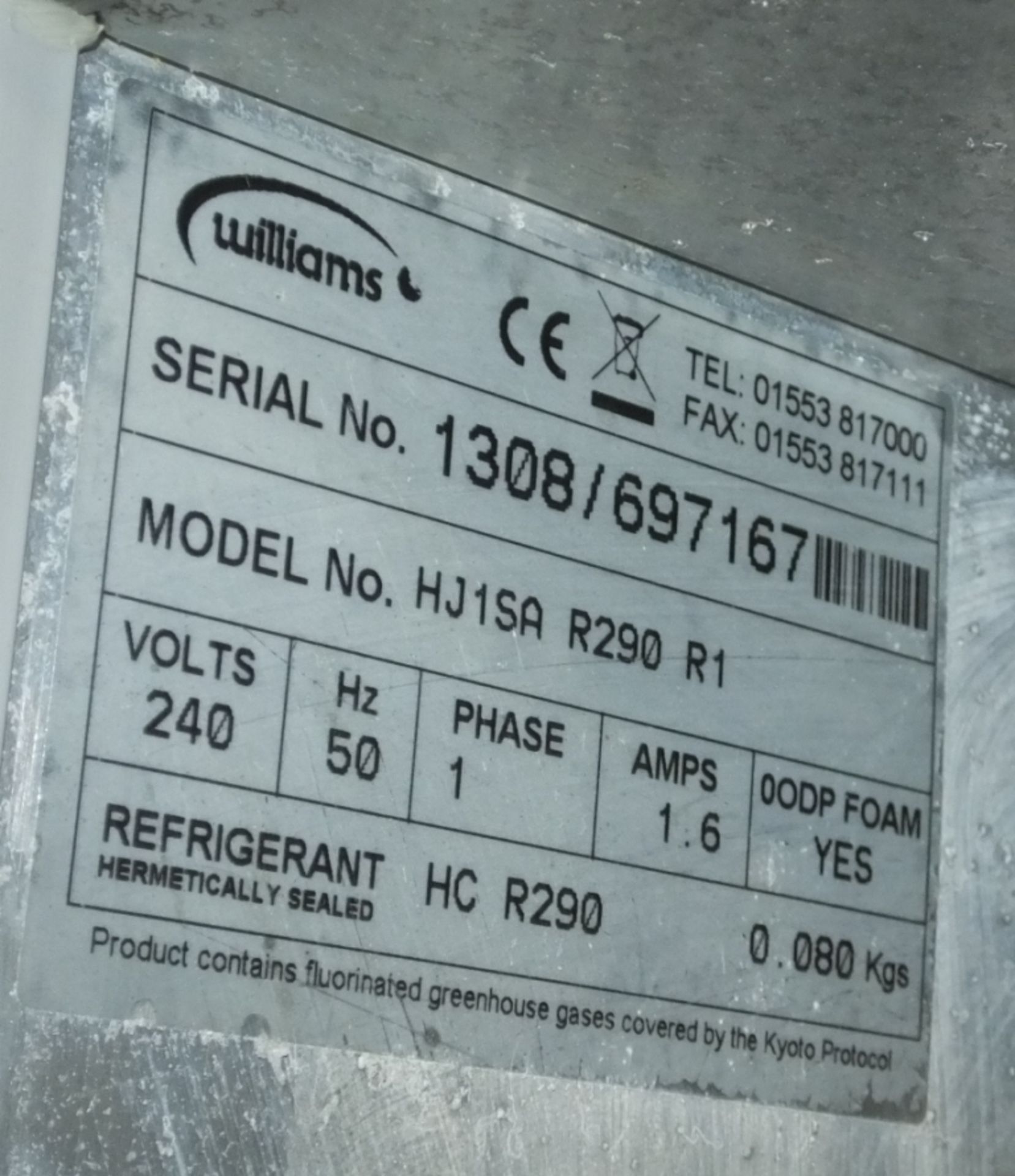 Williams LJ1SA Refrigerator L740 x W840 x H1960mm - Image 3 of 3