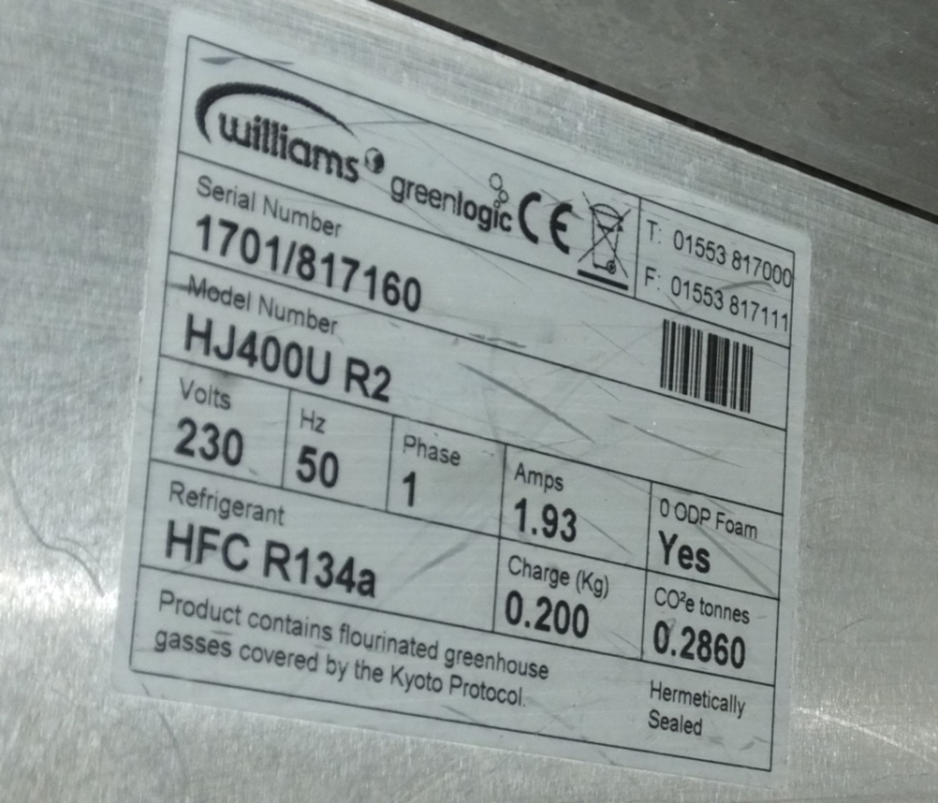 Williams Green Logic Upright Refridgerator HJ400U R2 - Image 3 of 3