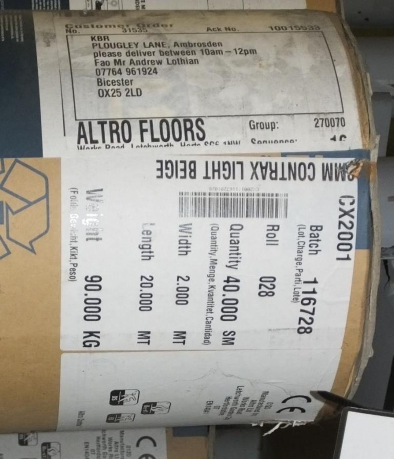 Altro Floors 2mm Contrax Light Beige - 40sqm - 2M x 20M - 90kg Flooring - 1 roll - Image 2 of 5