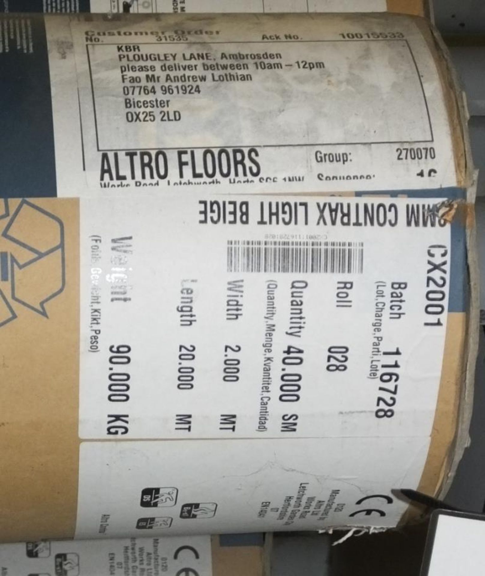 Altro Floors 2mm Contrax Light Beige - 40sqm - 2M x 20M - 90kg Flooring - 1 roll - Image 2 of 5