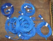 10x Tent Cables 15m x16A - Blue