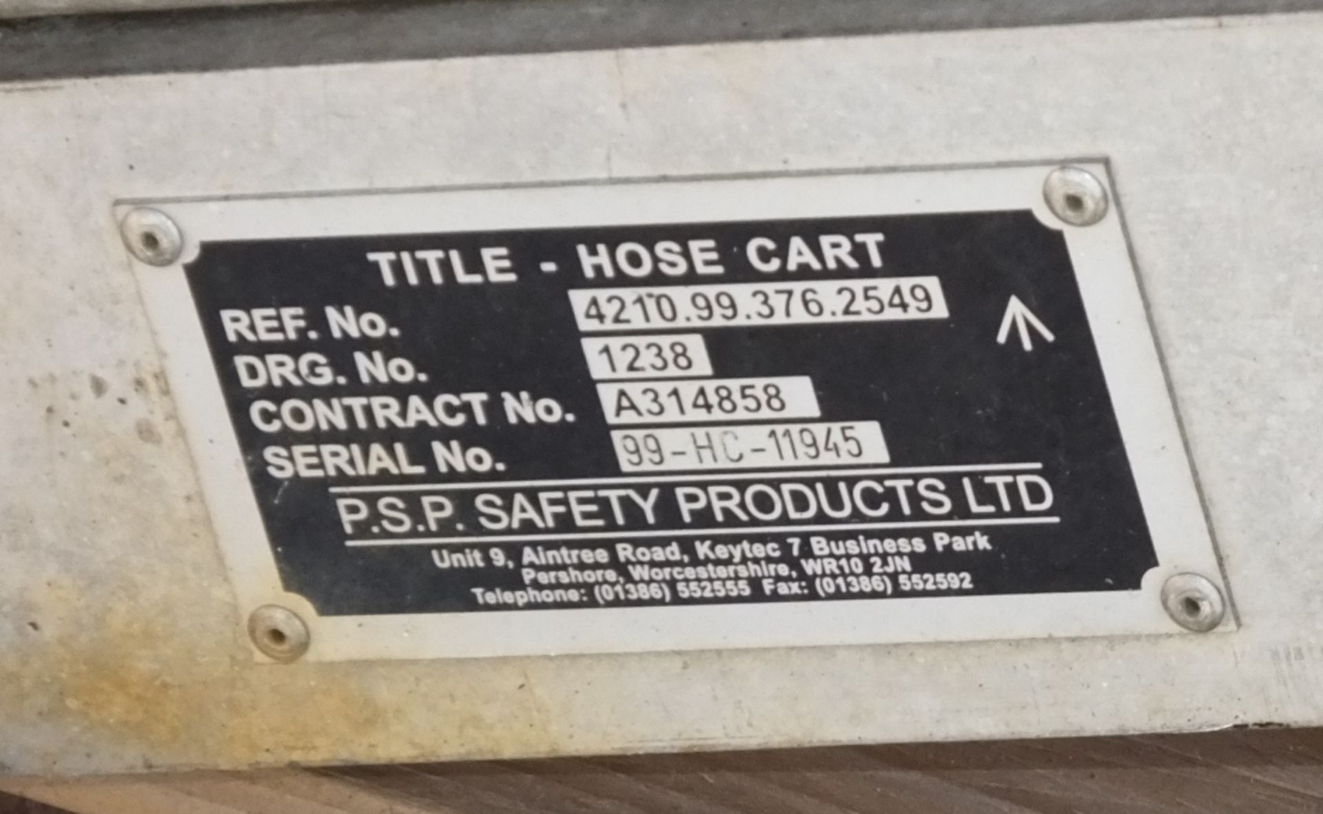 PSP Safety Products Ltd Metal 2 wheeled trailer - Hose cart - Image 2 of 2