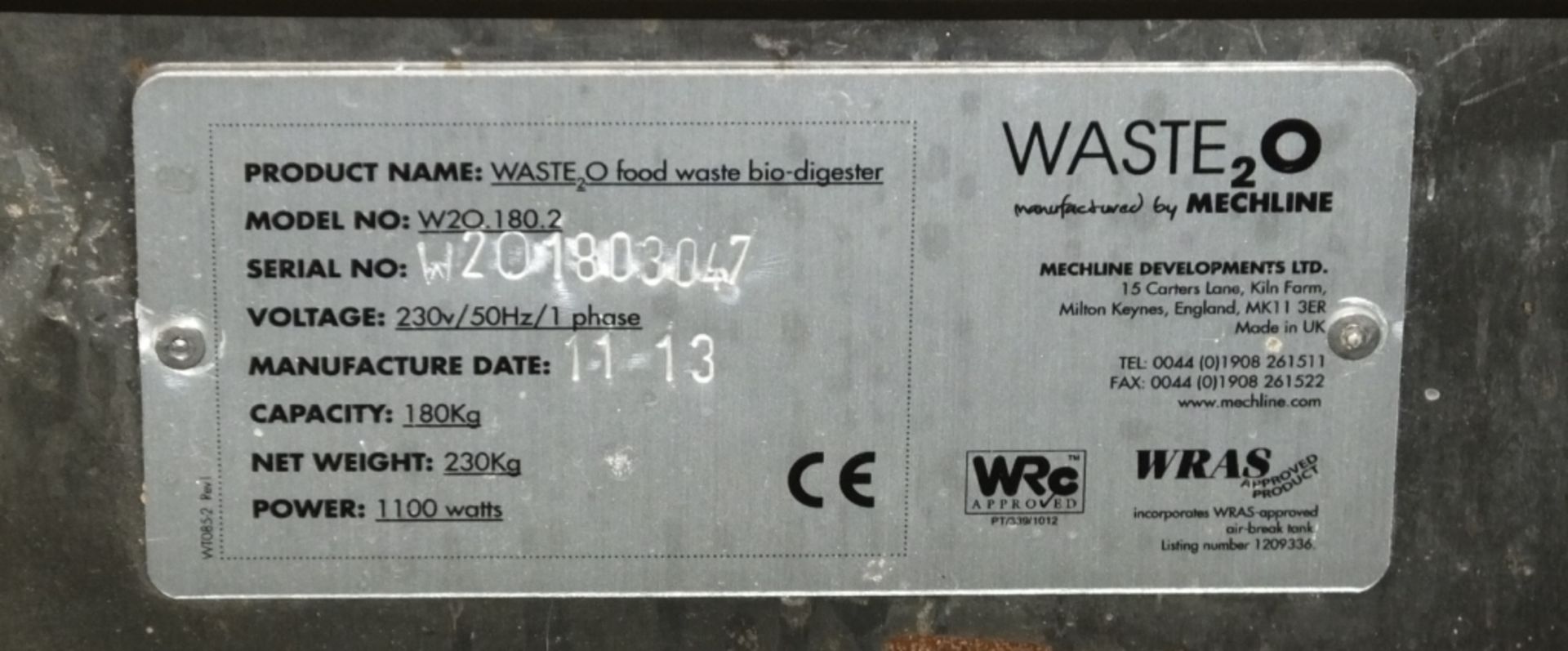 Waste2O W20.180.2 Bio-Digester - Image 3 of 3